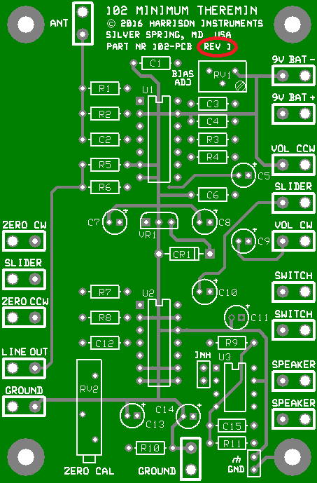 102 Minimum Theremin REV. 1 PCB