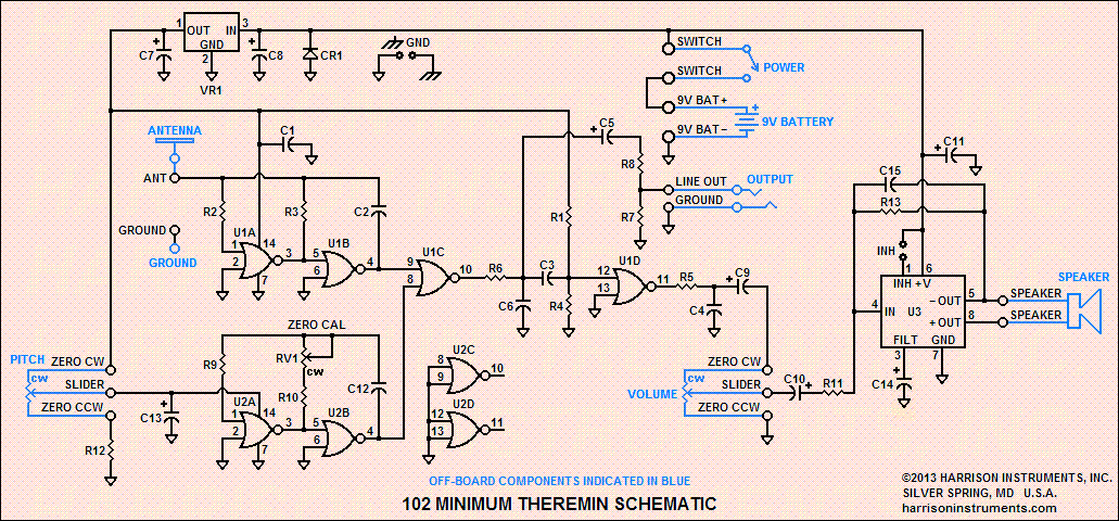 102 Minimum Theremin Schematic